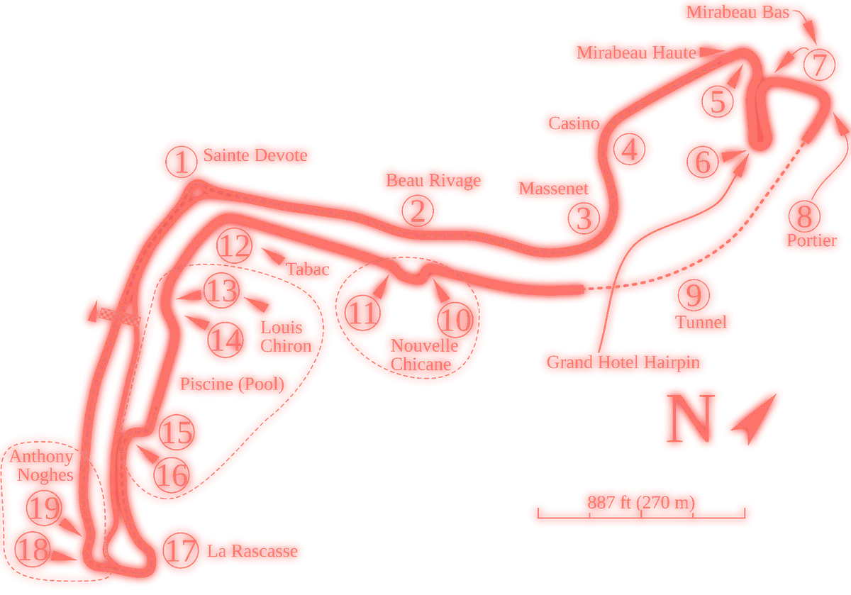 Monaco Circuit de Monte Carlo track map